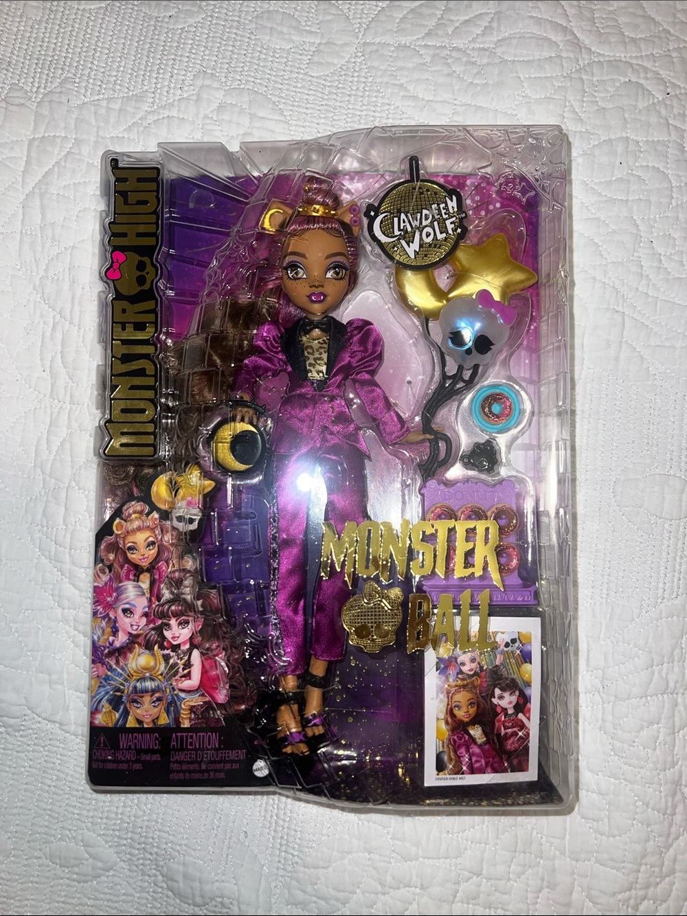 Monster High Clawdeen Wolf Doll in Metallic Purple Outfit with Gold Accents